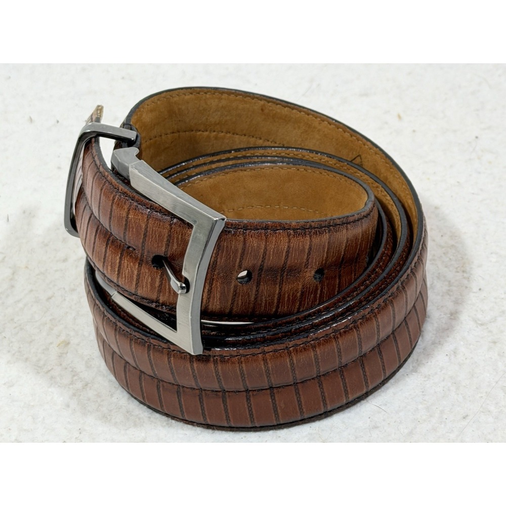 Lejon Calfskin Leather Belt Mens 46 Brown Lizard Grain Western Ranchwear USA - Picture 3 of 16